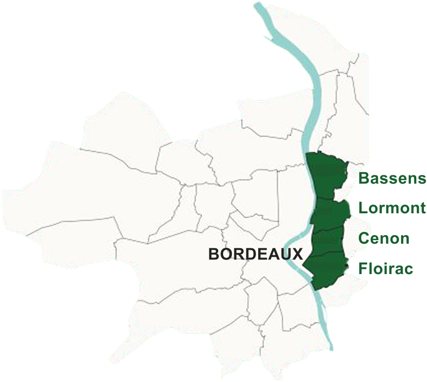 Carte de Bordeaux Métropole — Bassens, Lormont, Cenon, Floirac