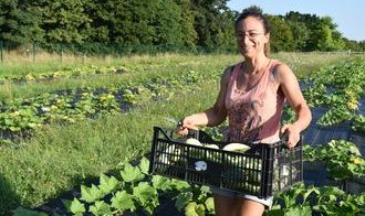 Rachel Lagière récolte au Grand Tressan à Lormont